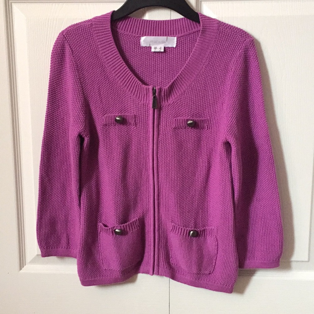 Mac & Jac Purple Zipper Up Knitted Cardigan